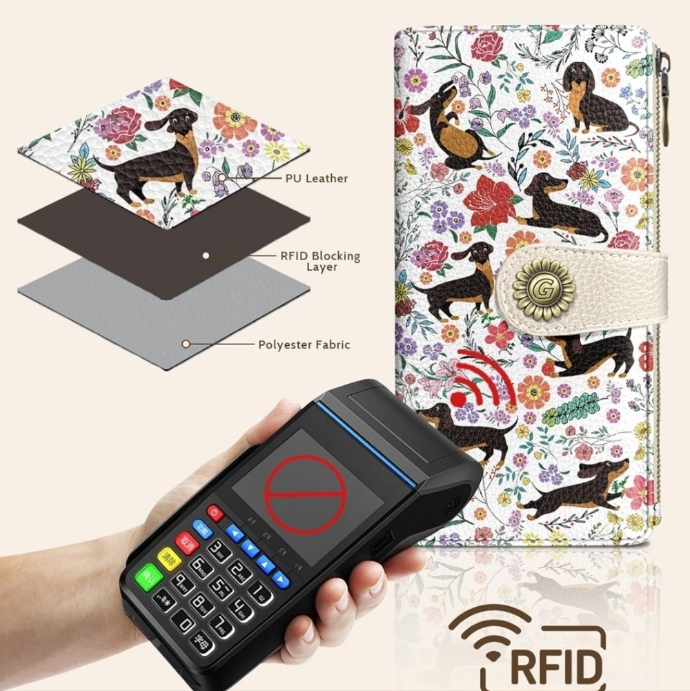 Floral Dachshund RFID Blocking Wallet Case